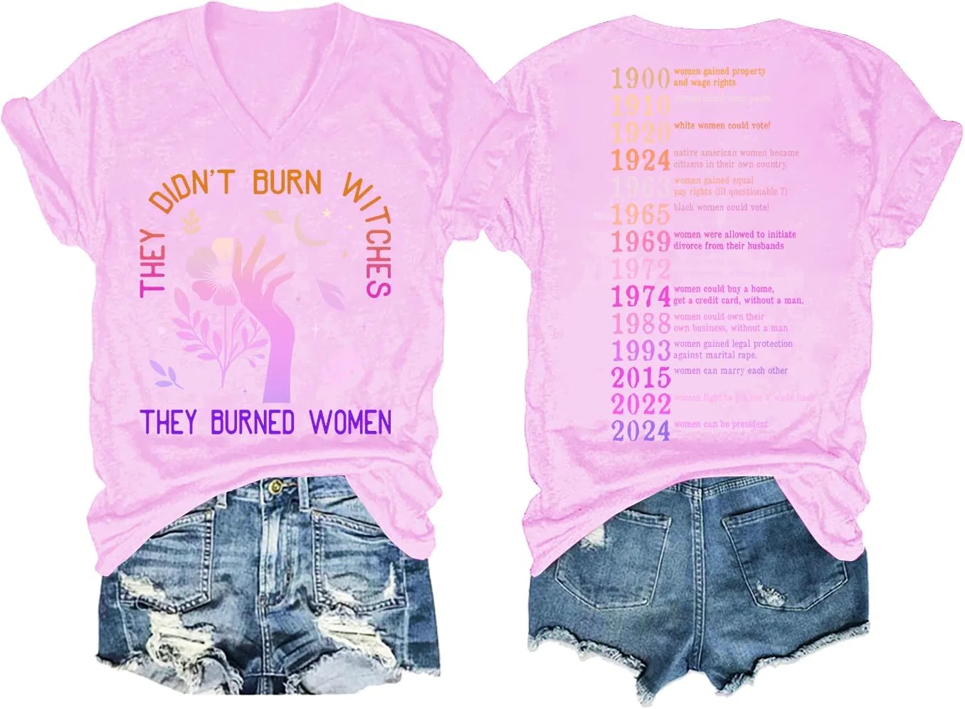 Женская футболка с принтом They Didn't Burn Witches They Burned Women, Pink