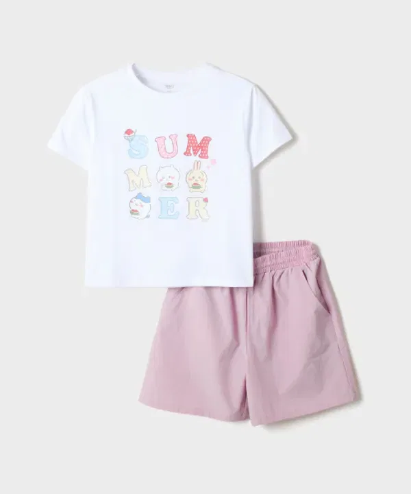 Детский комплект футболка и шорты с Чилчаком, Spao Kids, розовый