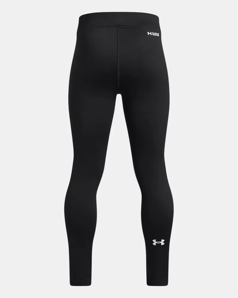 Леггинсы детские, внутренний шов 62 см, экстремально теплые, модель UA Base 4.0 UnderArmour, Black/White — фото 2