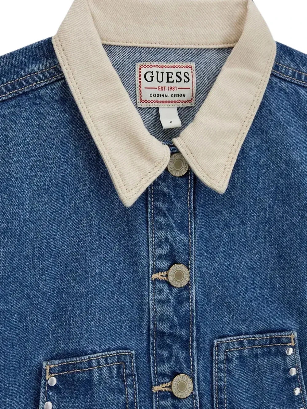 Джинсовая куртка с заклепками Guess Kids, синий — фото 3