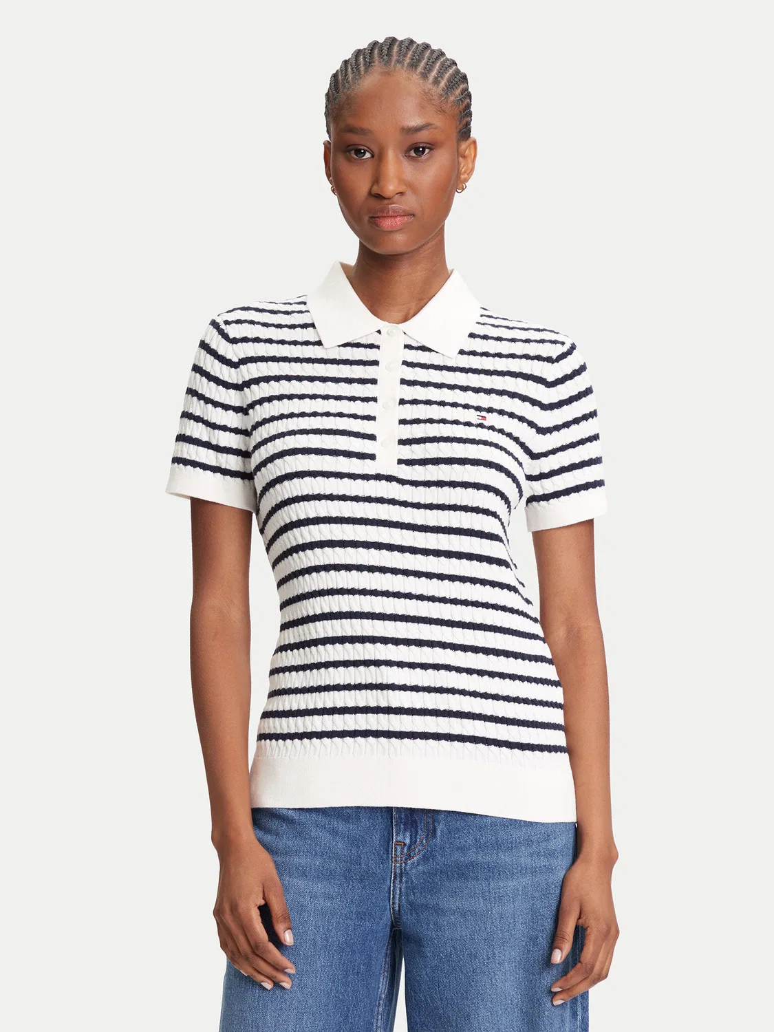 Женское поло стандартного кроя Fine Tommy Hilfiger, кремовый