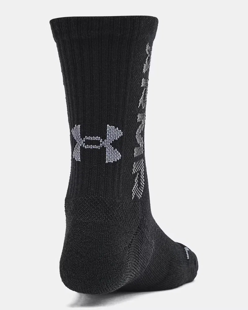 Детские носки средней высоты с поддержкой свода стопы, набор из 3 пар, UA Zone UnderArmour, Black/White/Castlerock — фото 3