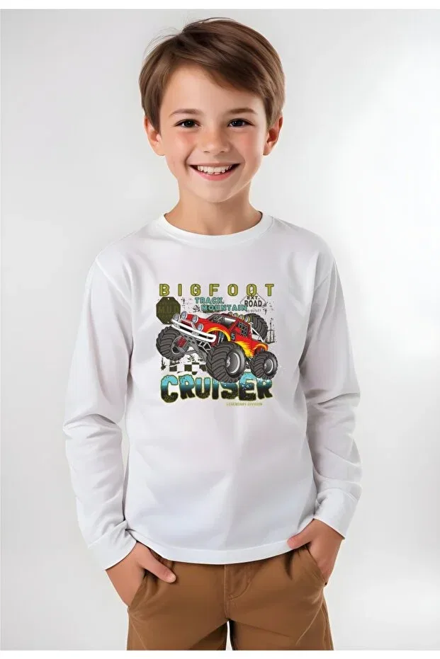 Детские свитшот для мальчиков с принтом Crycling Collar Fyk Kids, Khaki Green-White-Black — фото 4