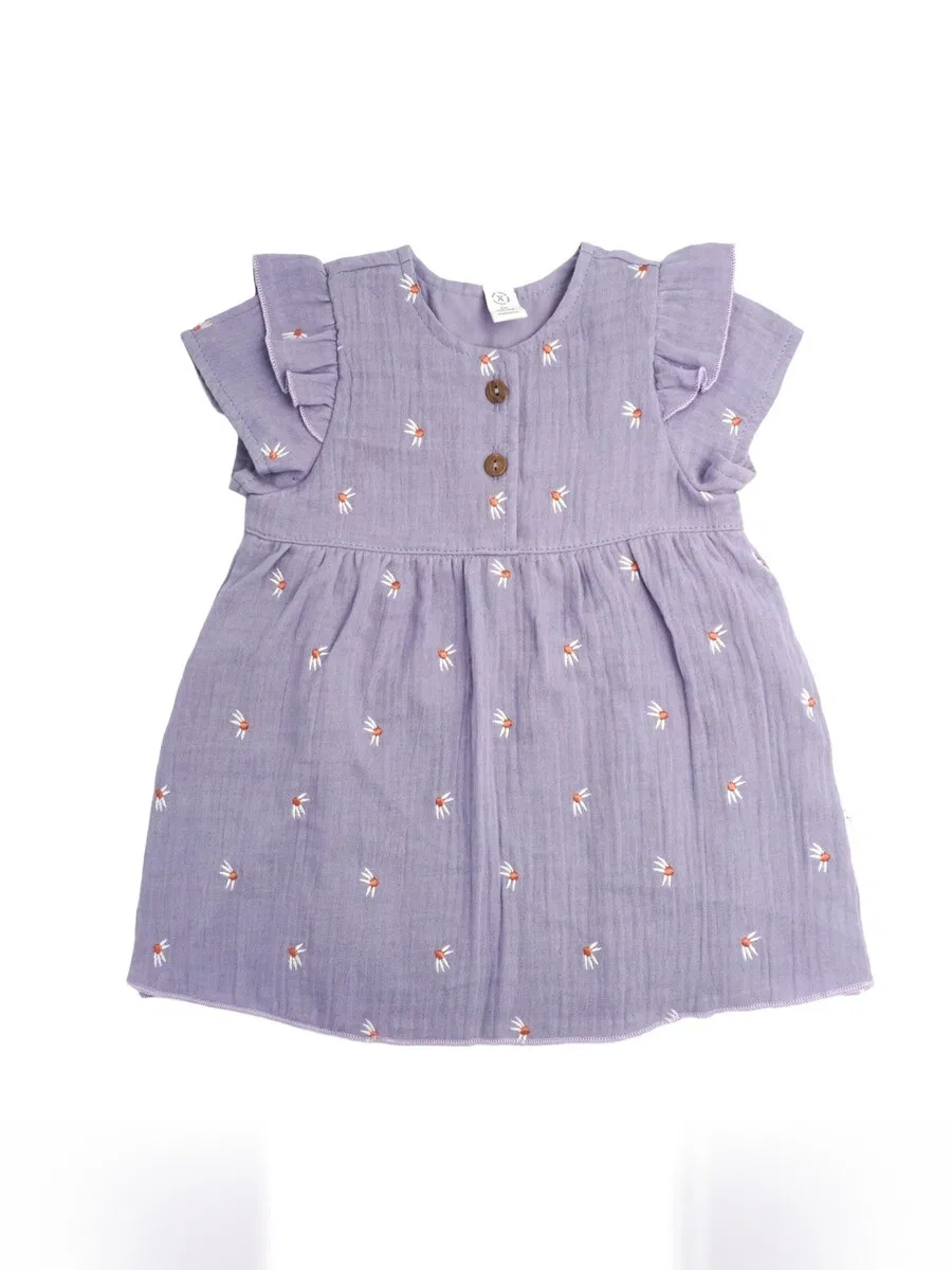 Платье MAXIMO 'GOTS BABY GIRL-Kleid, Kurzarm Musselinstoff bestickt, Futter' фиолетового цвета