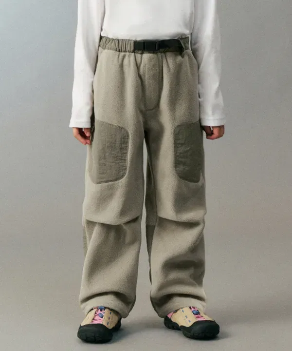 Флисовые брюки на поясе, Musinsa Standard Kids, серо-бежевый
