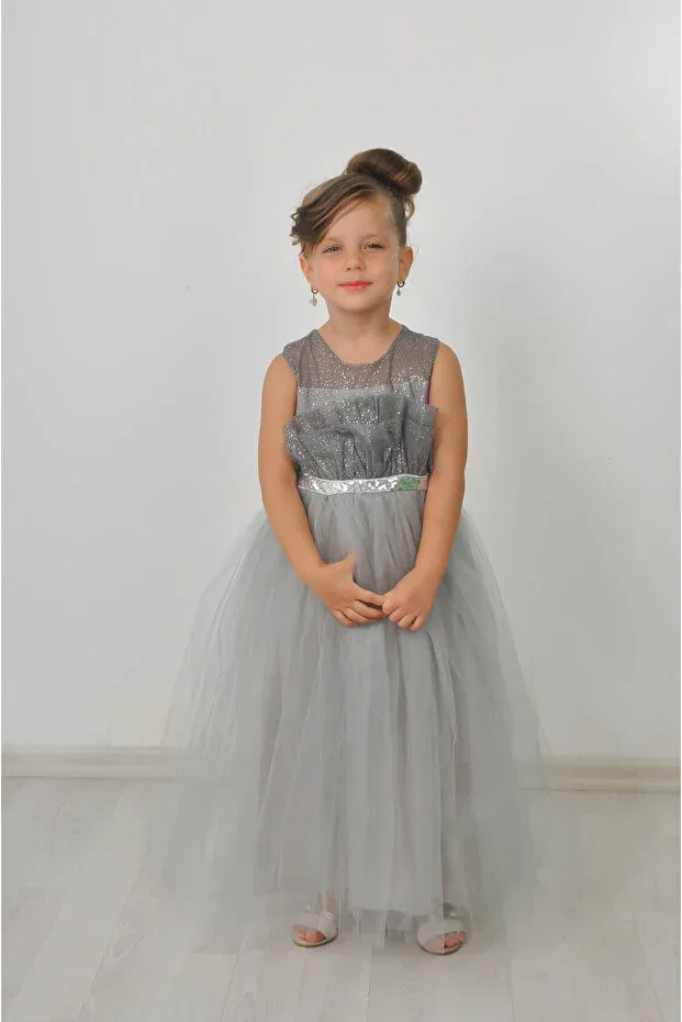 Детское платье для девочек с блестками Modest Filizdens Kids, Gray
