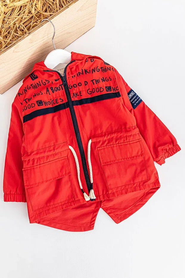 Детское зимнее пальто для девочек на молнии с капюшоном Babymod, Red — фото 3