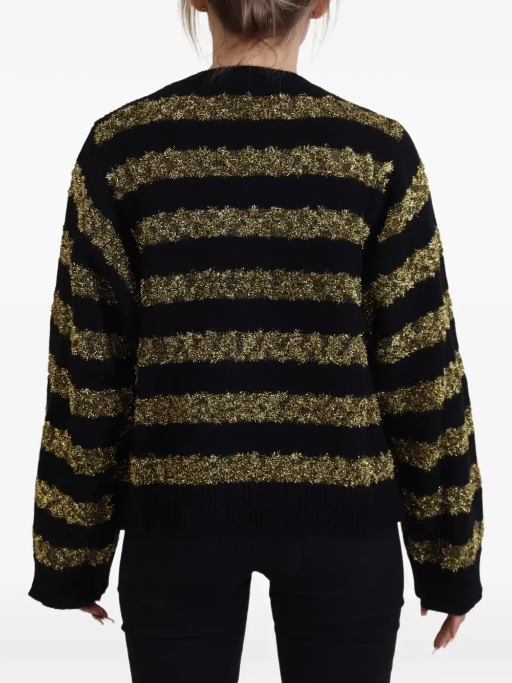Полосатый свитер D&G с кристаллами DOLCE & GABBANA, черный — фото 3