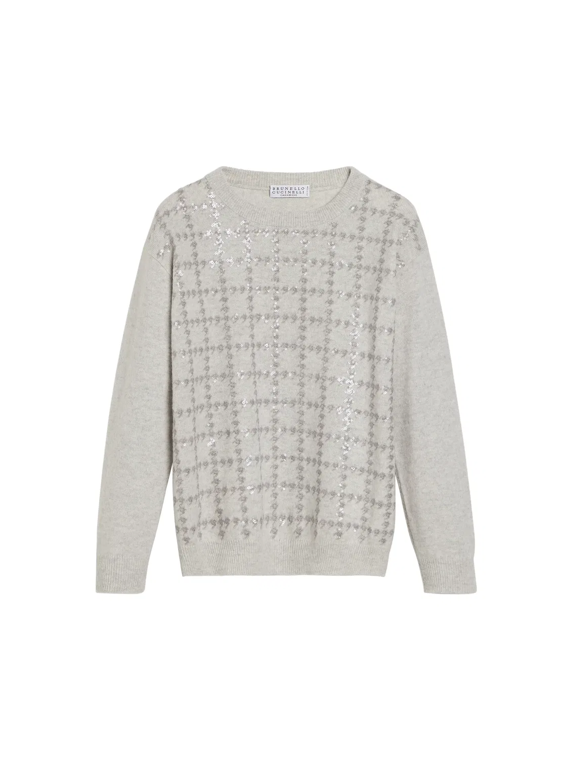 Свитер с пайетками Brunello Cucinelli Kids, серый