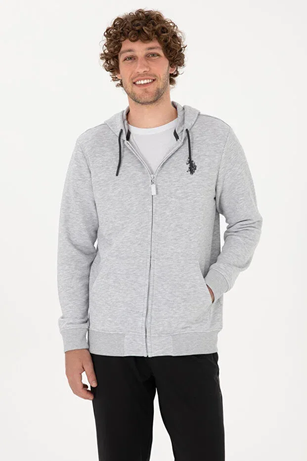 Мужской кардиган с капюшоном на молнии U.S. Polo Assn., Light Gray