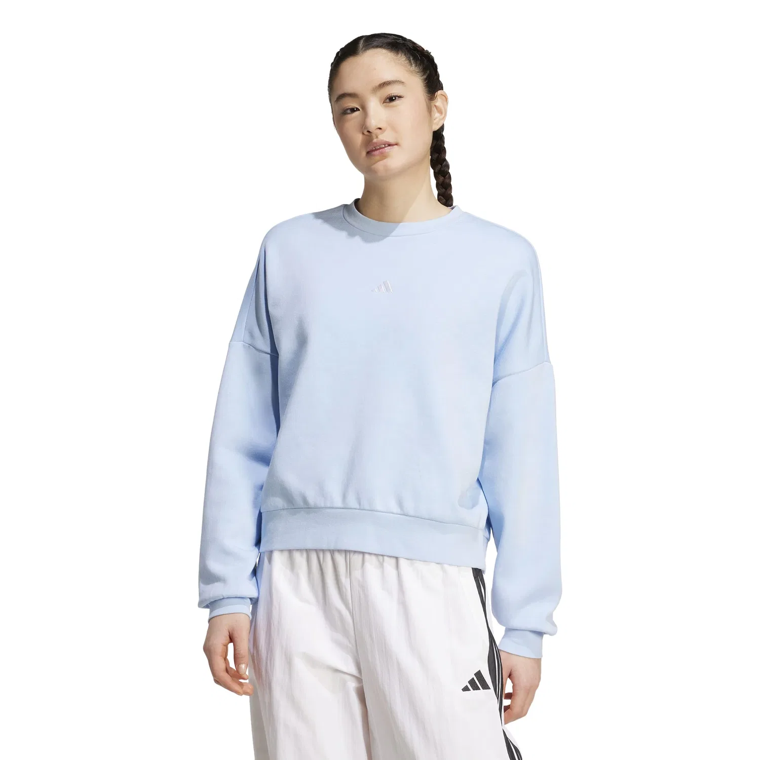 Женский свитшот свободного кроя с логотипом adidas, Glow Blue/White — фото 4