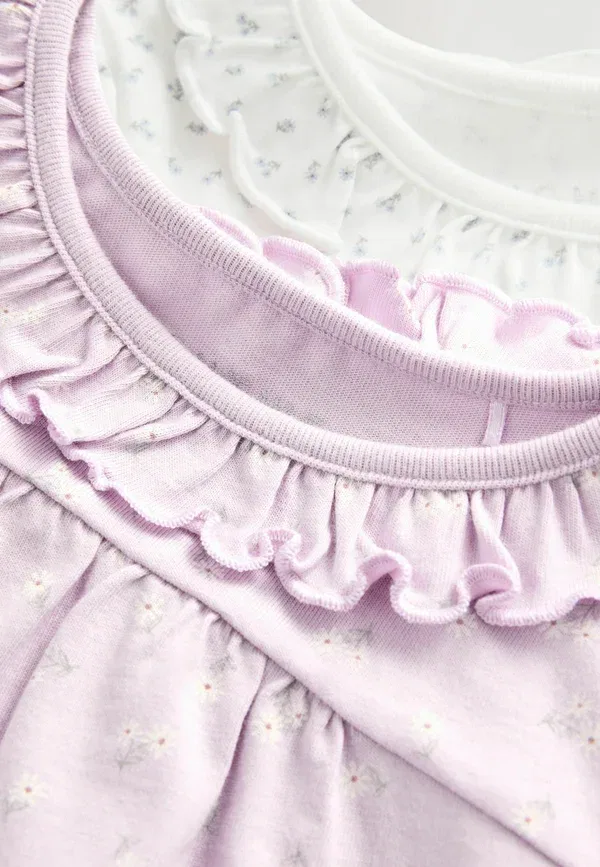 Комплект пижамы хлопковый Regular fit - wide 2 pack set Next white purple ditsy floral, белый/фиолетовый — фото 4