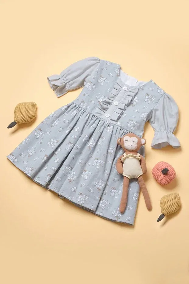 Детское платье для девочек с цветочным принтом Little Pumpkin, Blue