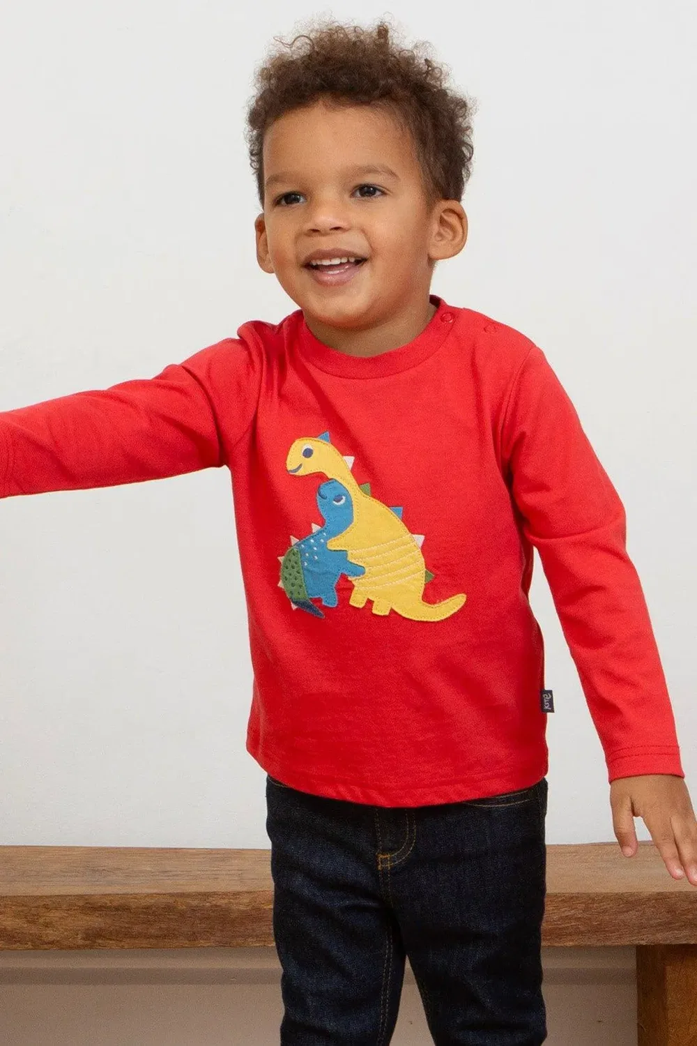 Детская футболка с принтом Dino Hug Kite, Red — фото 2