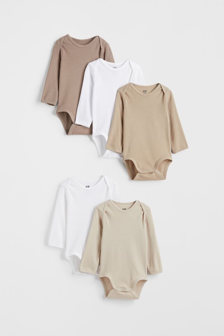 

5 комплектов боди H&M, белый/бежевый