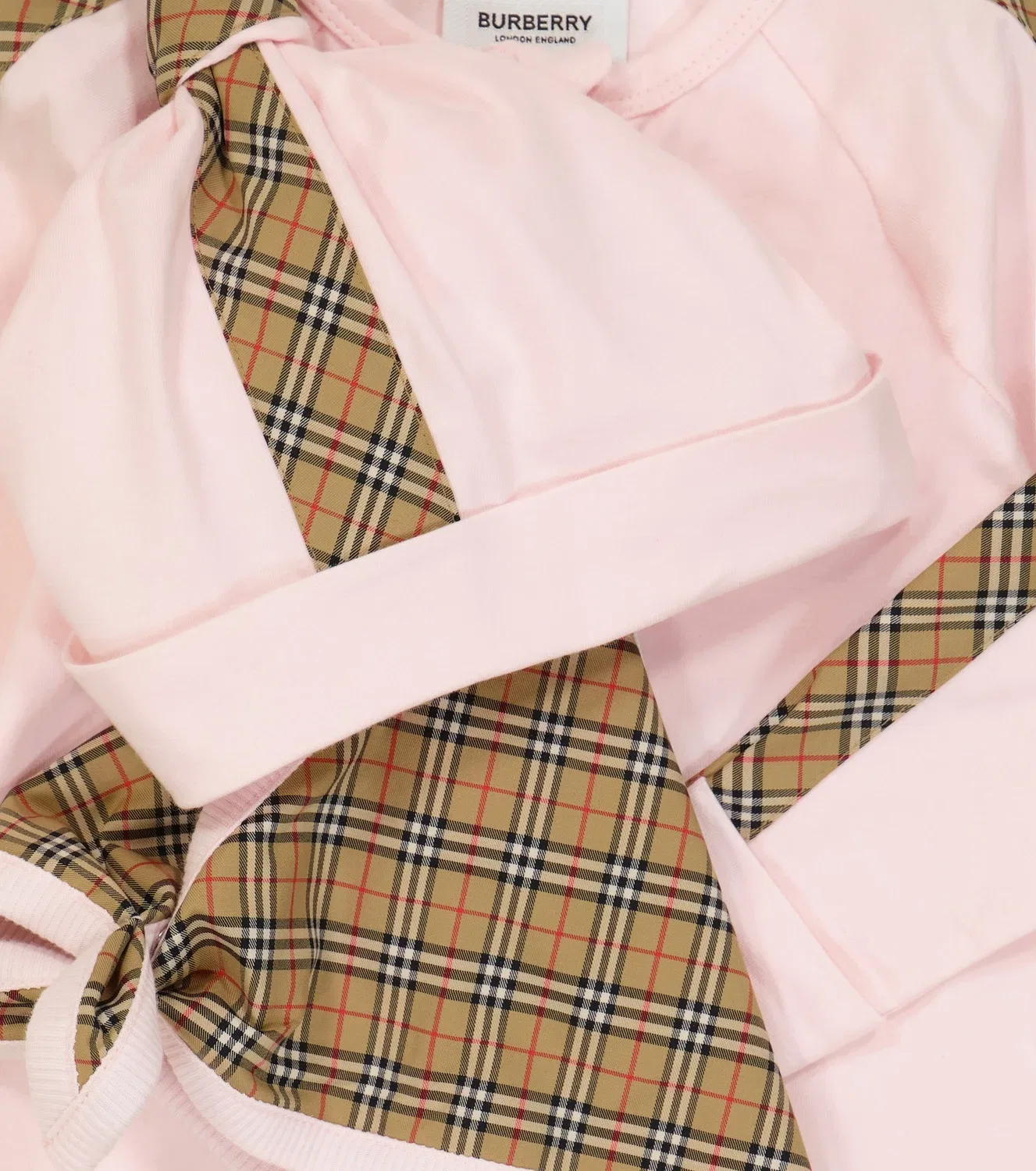 Комплект из 3 комбинезонов в клетку Burberry Kids, розовый — фото 3