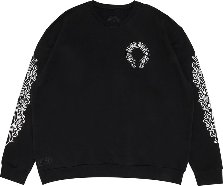 Толстовка Chrome Hearts Horseshoe Logo Crewneck Sweatshirt 'Black', черный - фото