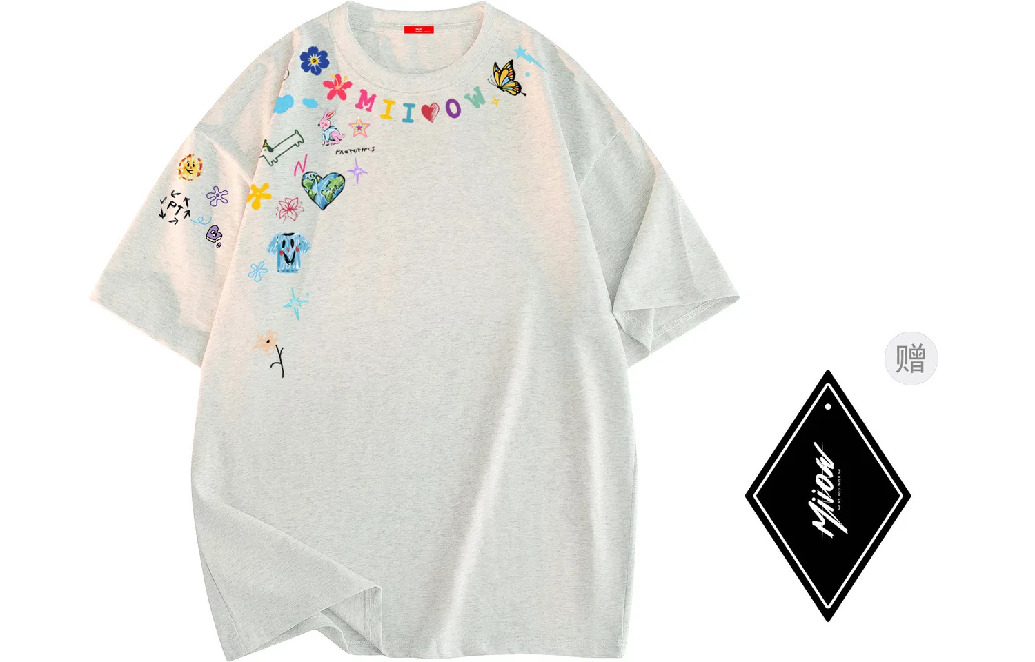 Детская футболка с принтом Cool One Summer Series Unisex MIIOW, White Heather Gray