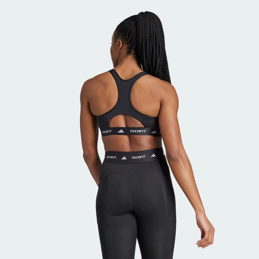 Спортивный бюстгальтер-бралетт ADIDAS PERFORMANCE 'TECHFIT' черного цвета — фото 4