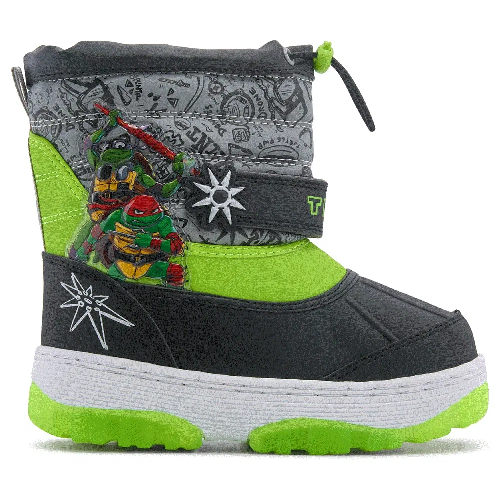Детские зимние ботинки с подсветкой Teenage Mutant Ninja Turtles, Black/Grey/Lime — фото 2