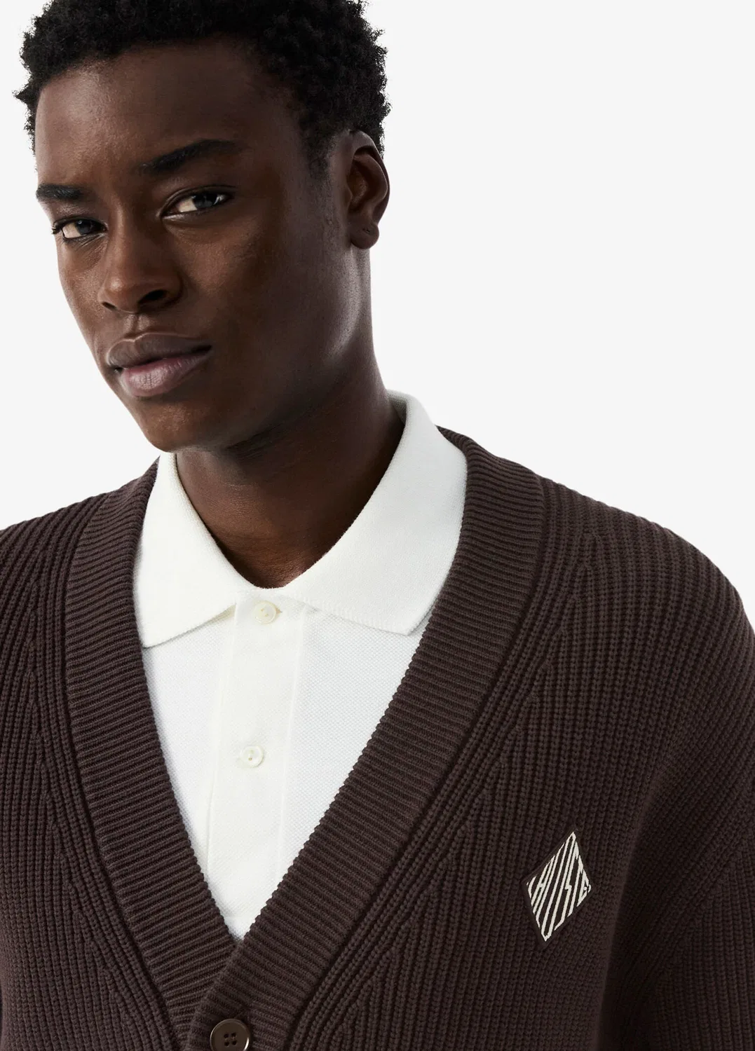 Кардиган Relaxed Fit V-образным вырезом Lacoste, коричневый — фото 4