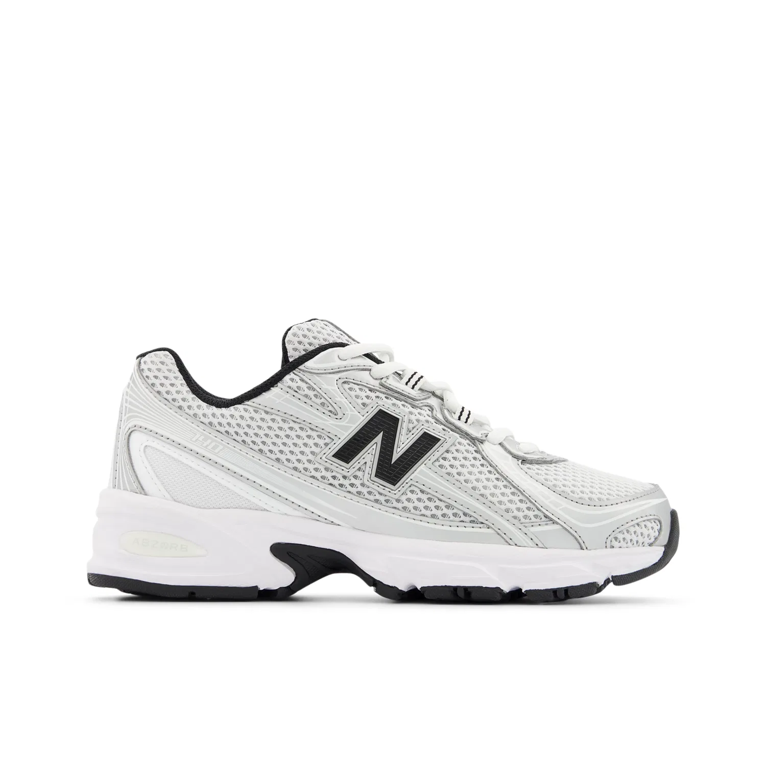 Детские кроссовки на шнуровке с амортизацией 740 Lace New Balance, Silver Metallic With Black