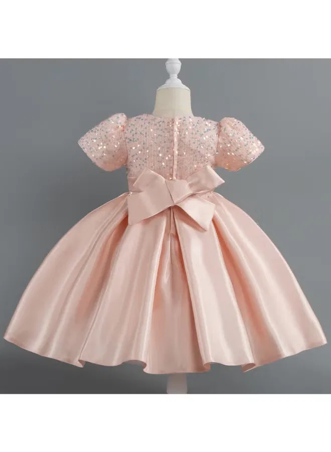 Платье с коротким рукавом и пайетками, Best Gift Fashion, розовый — фото 2