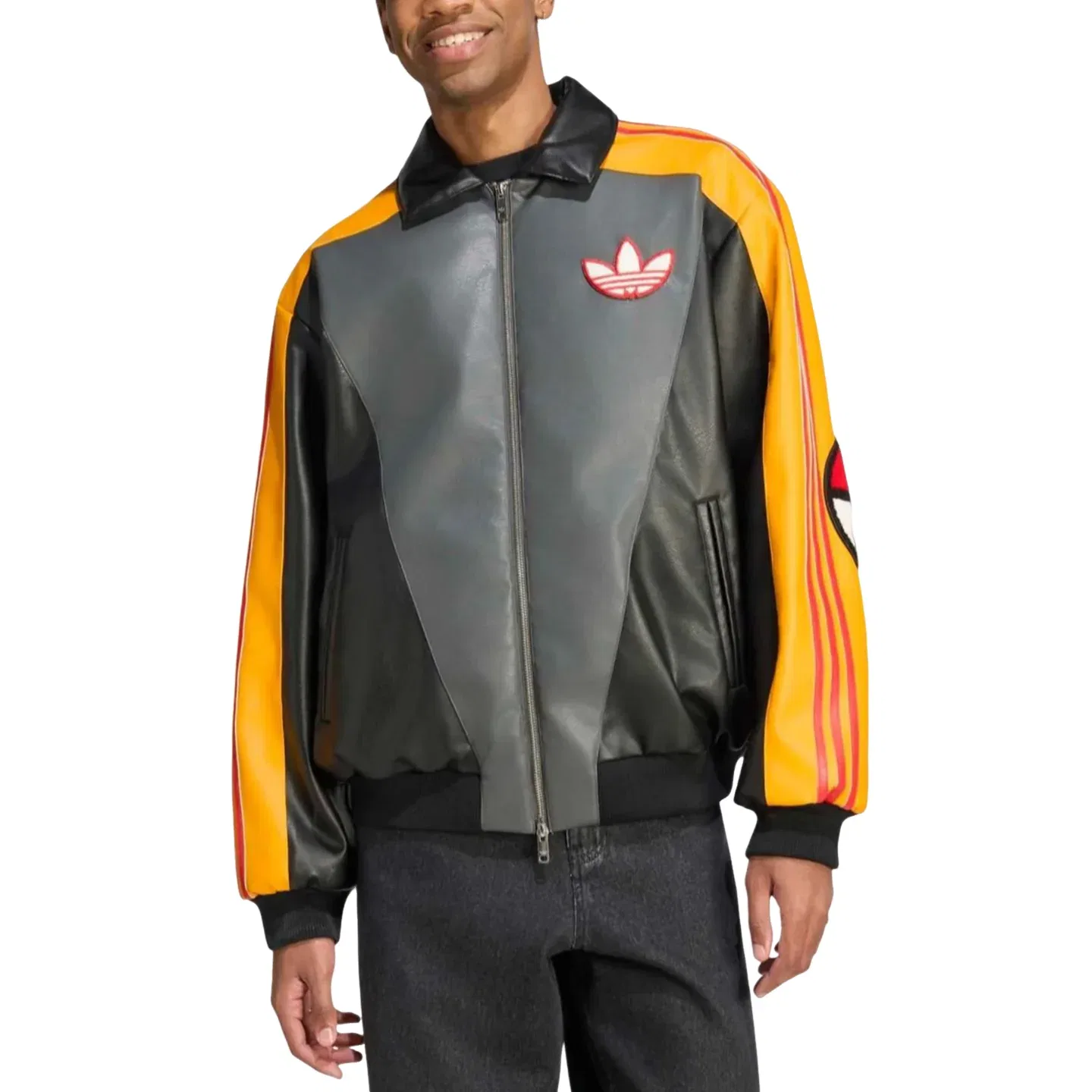 Мужская куртка Pokemon 8-Ball Jacket Asia Sizing 'Black Preloved Yellow' adidas, Black Preloved Yellow — фото 3