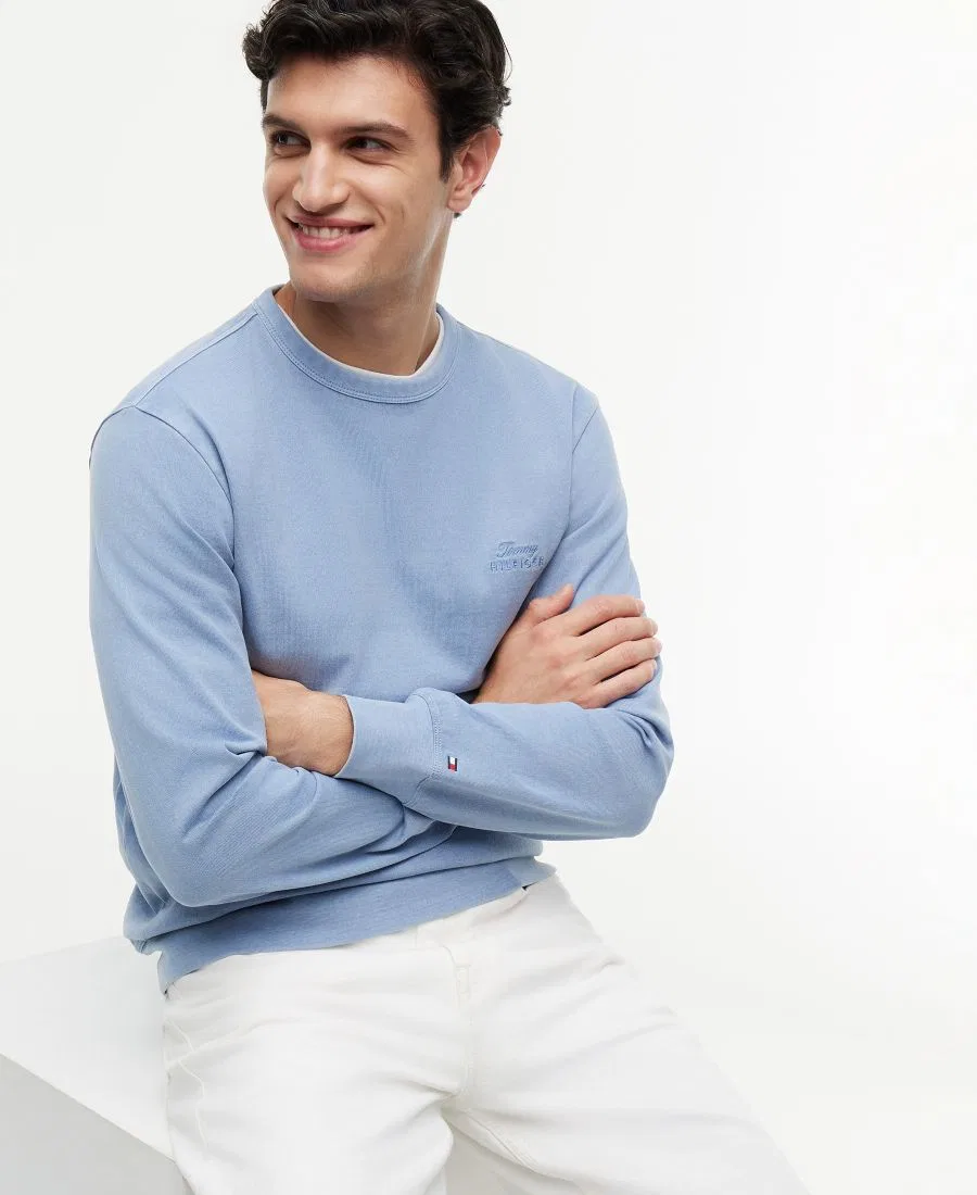 Мужской свитшот с круглым вырезом с длинным рукавом Tommy Hilfiger, Brisk Blue — фото 3