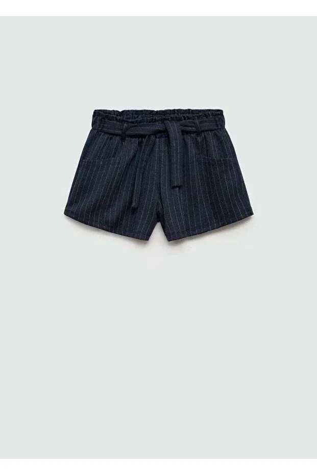 Детские шорты для девочек полосатые Mango Kids, Navy Blue — фото 2