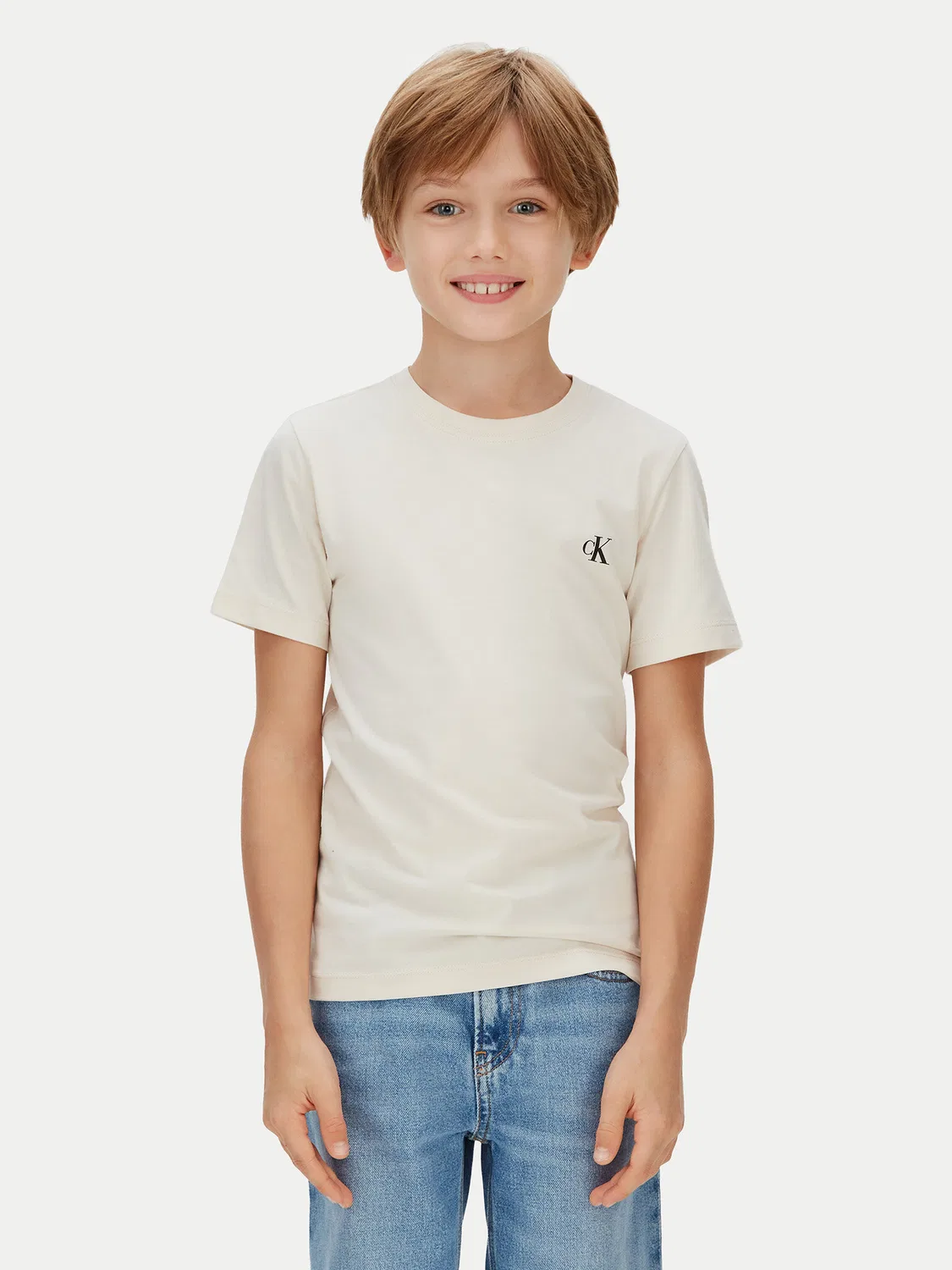 Комплект из футболок стандартного кроя для мальчика Monologo Calvin Klein Jeans, бежевый
