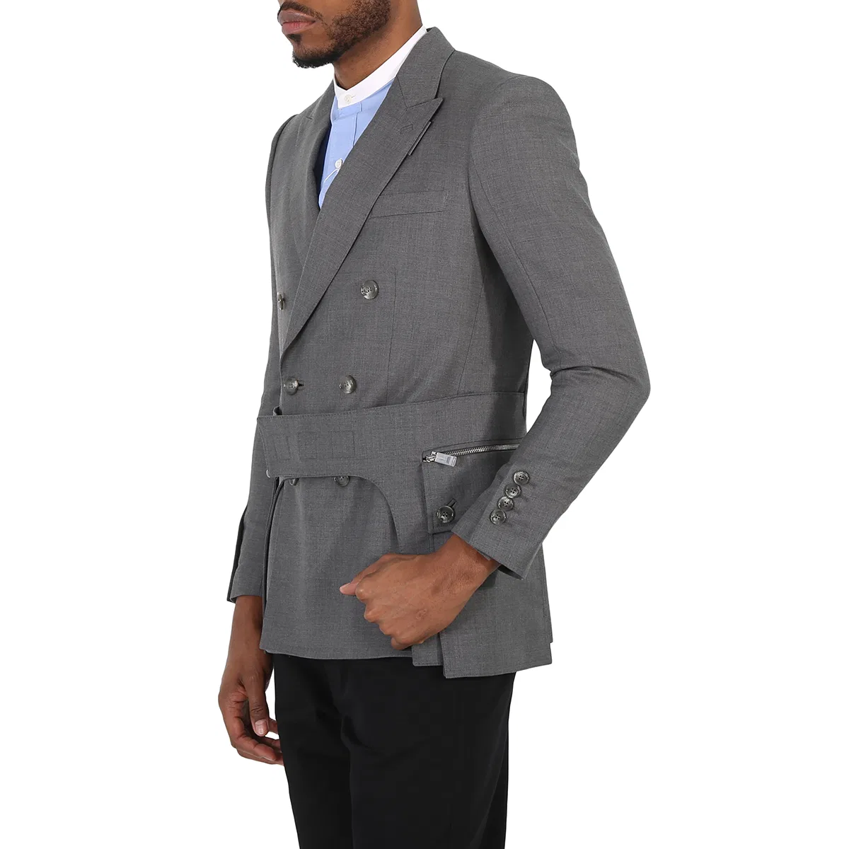 Пиджак приталенный шерстяной English Fit с поясом-карго Burberry, Charcoal Grey — фото 3