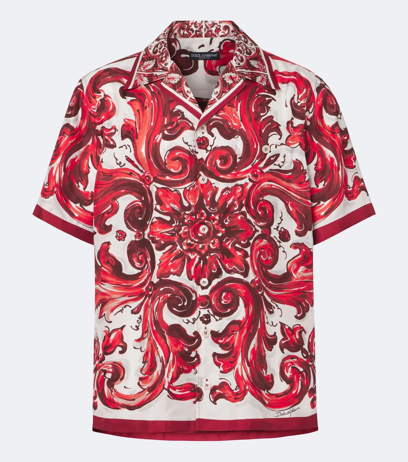 Рубашка из шелкового твила Majolica Dolce & Gabbana, красный