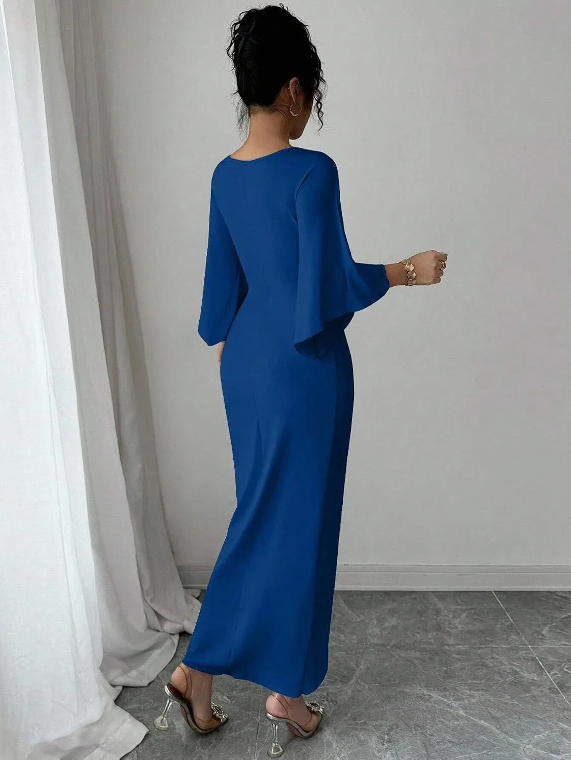 Женское элегантное платье миди с рукавами-кимоно Navy Blue — фото 2