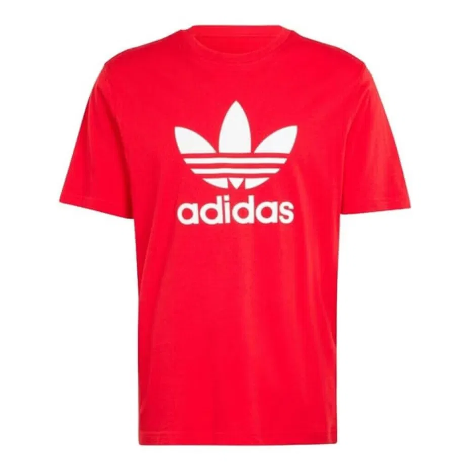 Футболка с принтом Adicolor Trefoil Adidas, красно-белый