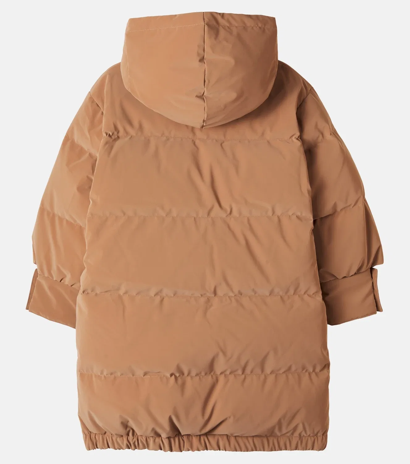 Пуховик с капюшоном и логотипом Chloé Kids, коричневый — фото 3