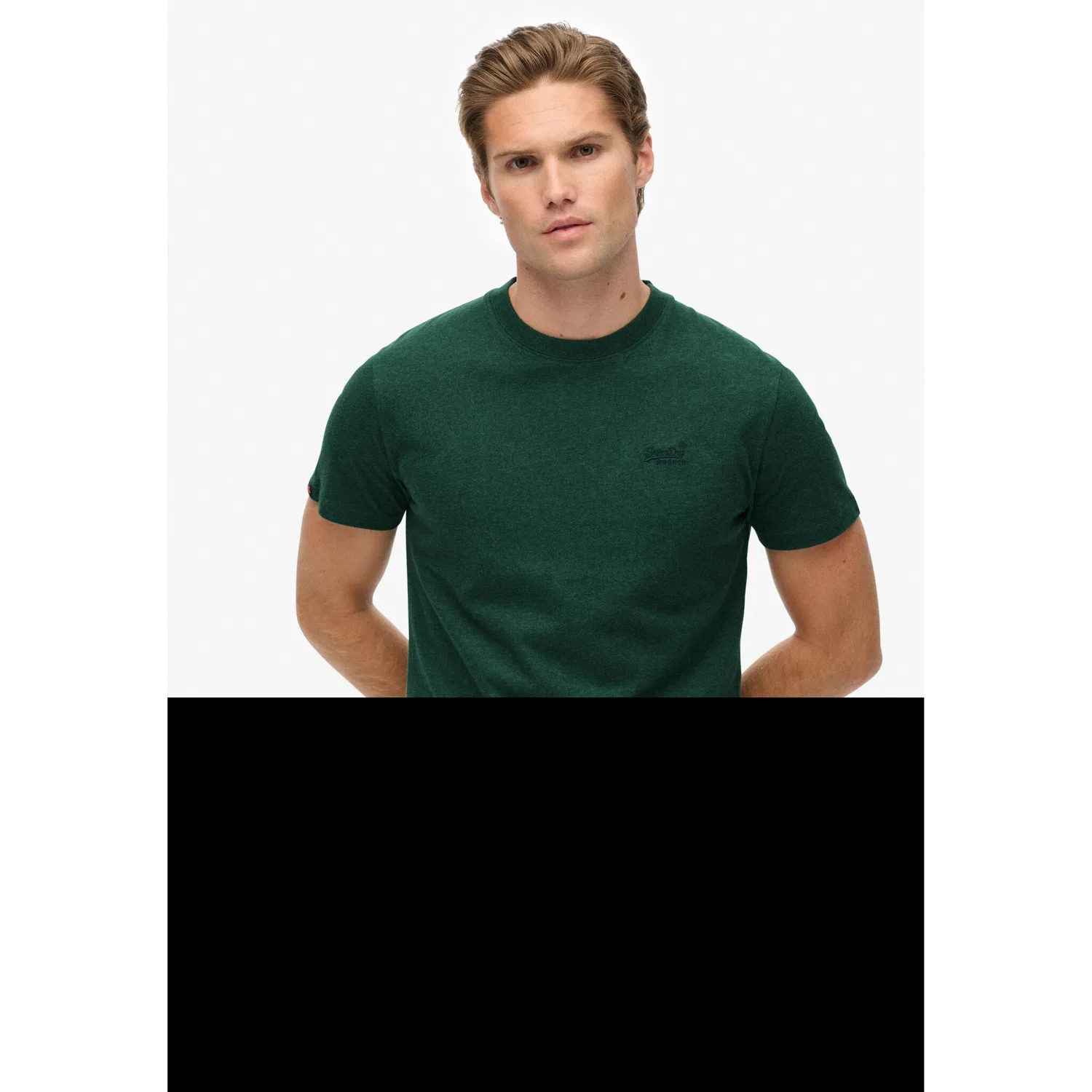 Детская хлопковая футболка с вышивкой Superdry, Pitch Green Marl — фото 3