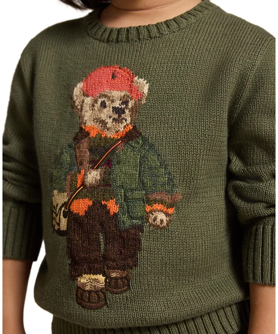 Свитер с интарсией Polo Bear Polo Ralph Lauren, Cruise Olive — фото 4