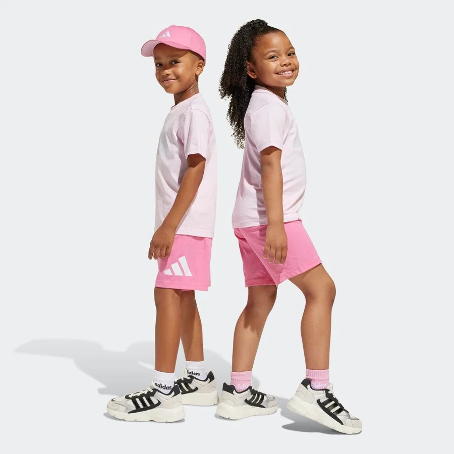 Детский спортивный комплект из футболки и шорт adidas Lk Bl T-Set 160, Розовый — фото 3
