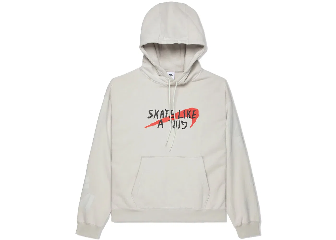 Детская худи с принтом Skate Like A Girl Nike, Light Bone/Black