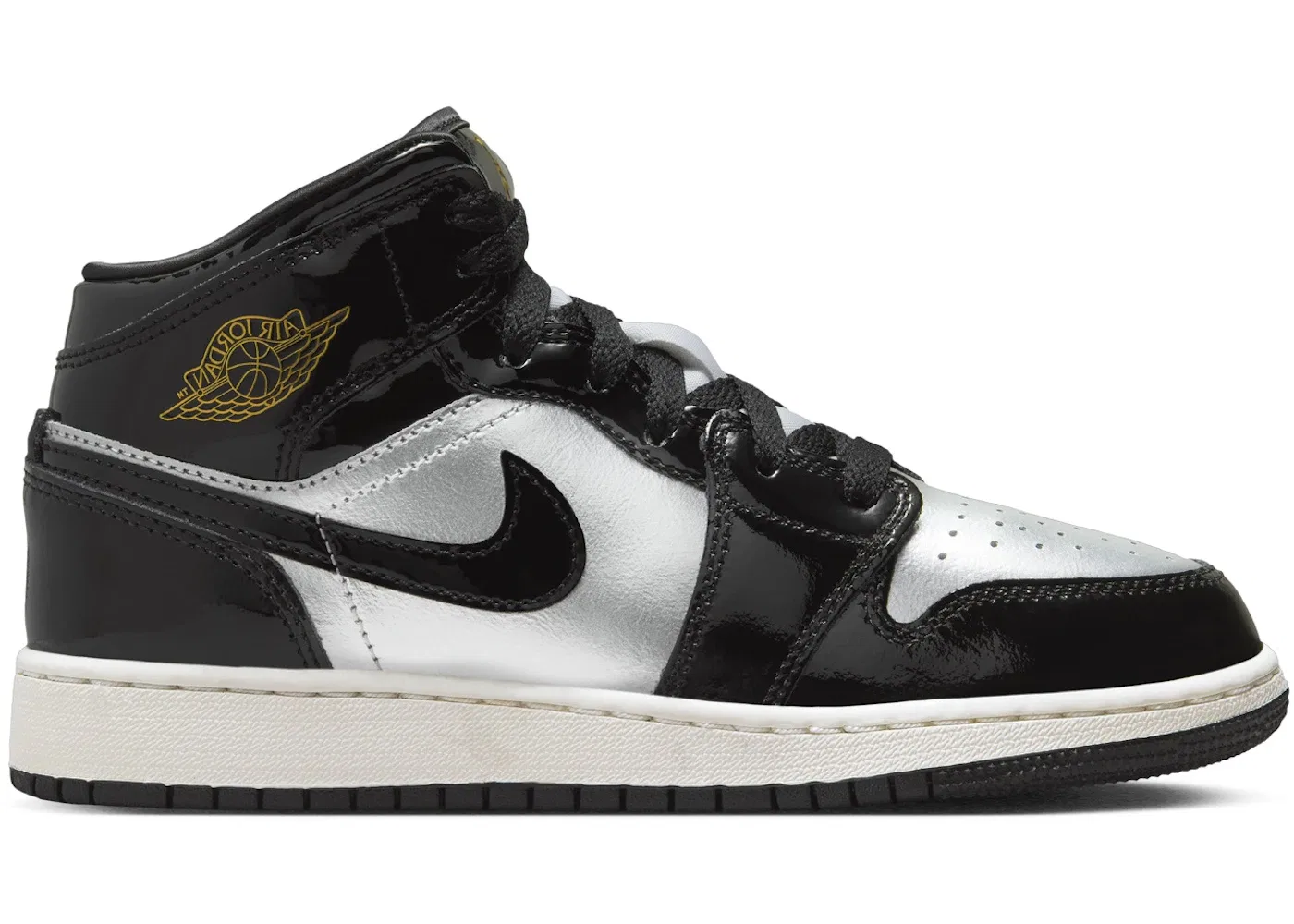 Детские кроссовки Lifestyle Jordan 1 Mid SE Black Metallic Silver Sail Metallic Gold GS Jordan, Black/Metallic Silver/Sail/Metallic Gold