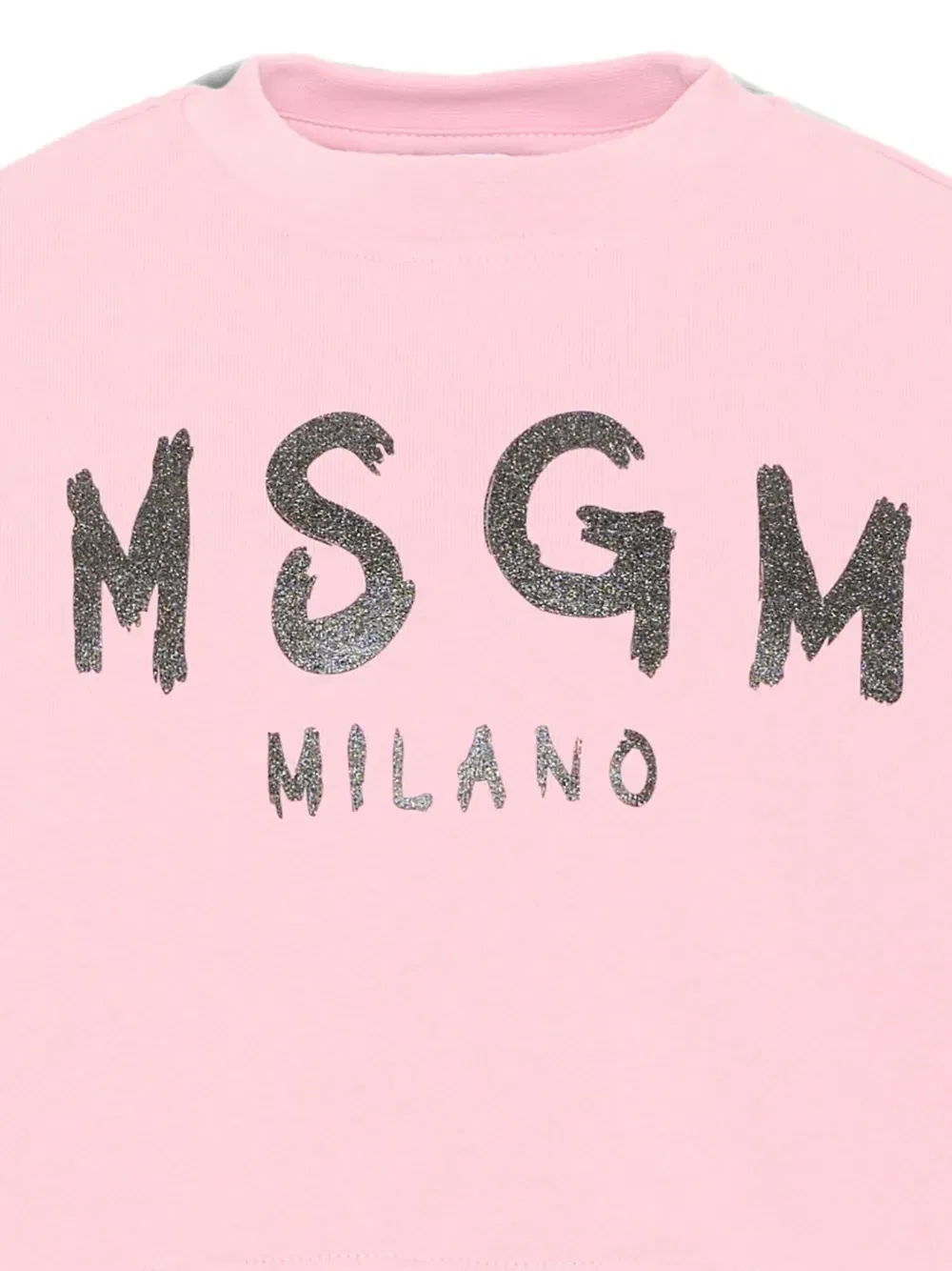 Укороченный свитер с логотипом из глиттера Msgm Kids, розовый — фото 3