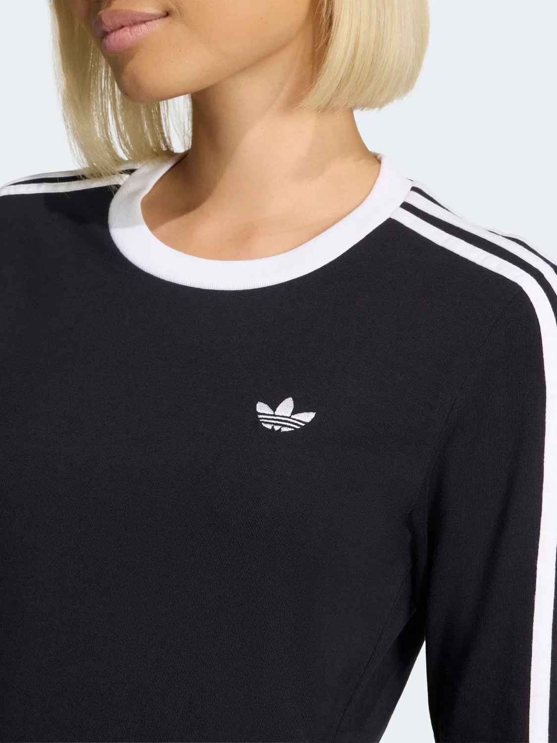 Футболка с длинным рукавом, 3 полоски, Adicolor, adidas Originals, черный — фото 4