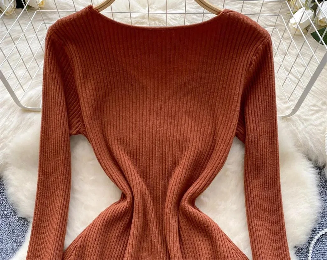 Женское вязаное платье-футляр с запахом Twisted Knit, Gray — фото 4