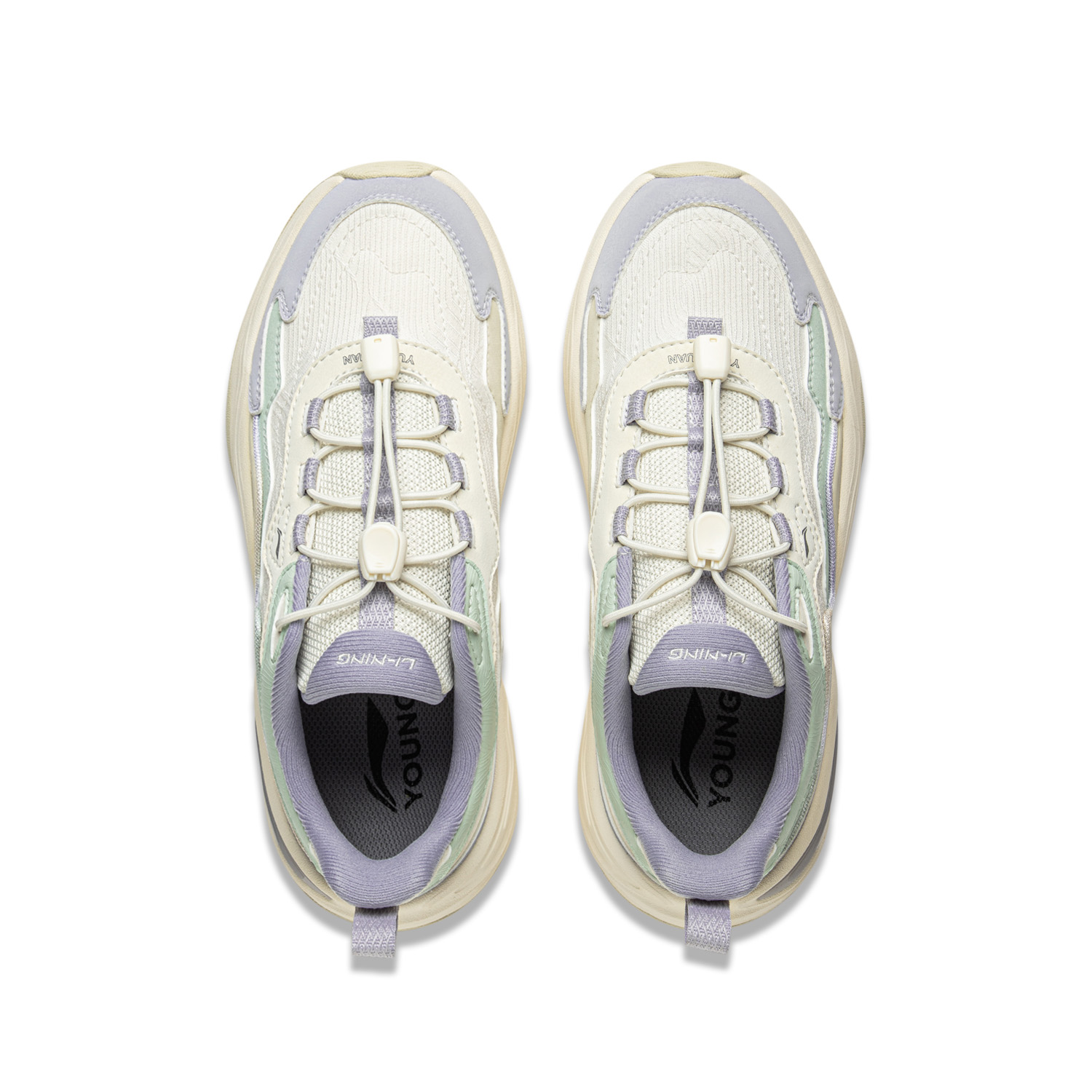 LINING YOUNG Кроссовки для детей из коллекции Sports Life Cloud River Low-Go. Цвет: восковой желтый/бежевый/фиолетовый, дымчато-голубой. — фото 4