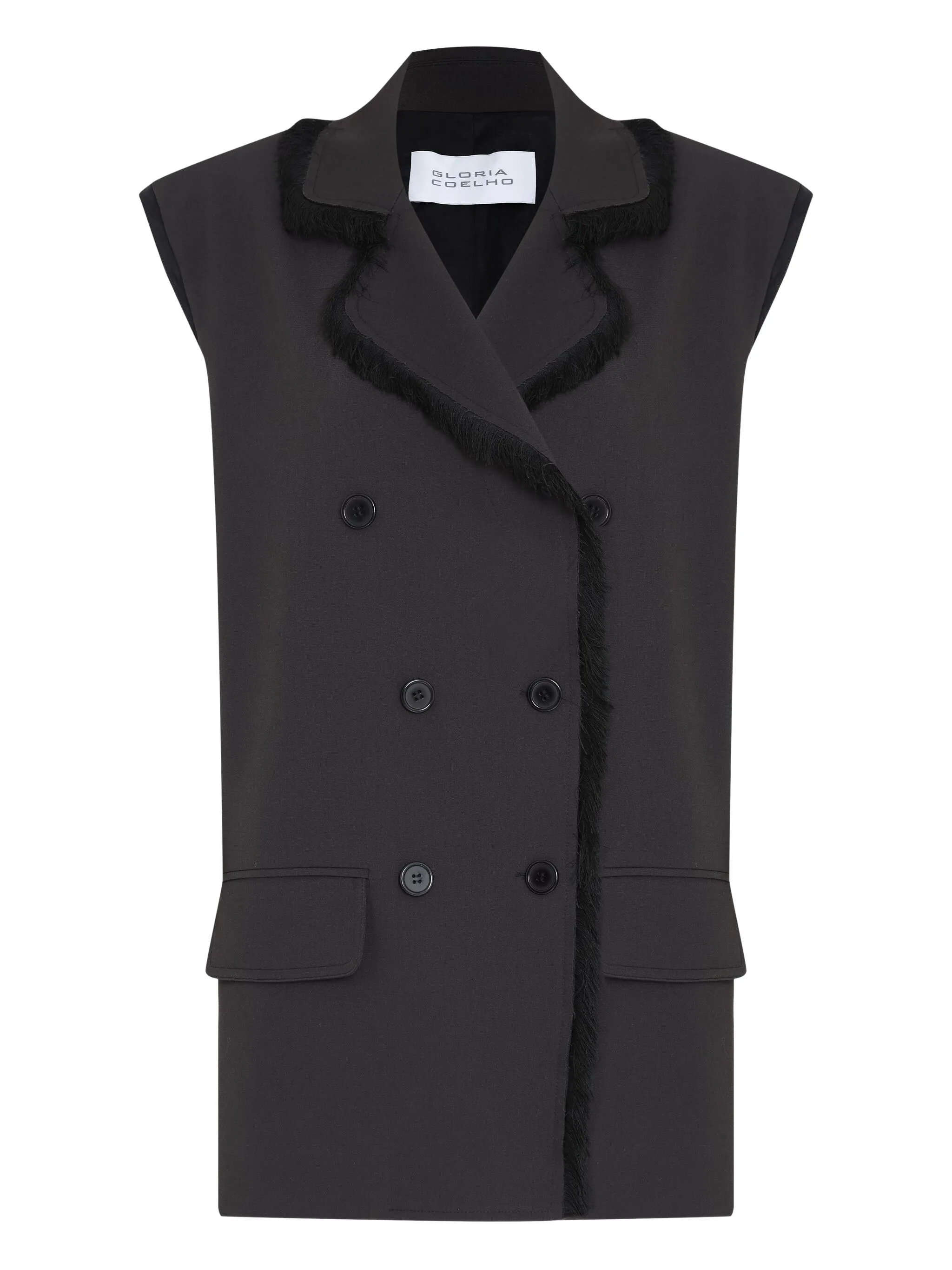 

Двубортный жилет Destroyed с бахромой Gloria Coelho, черный