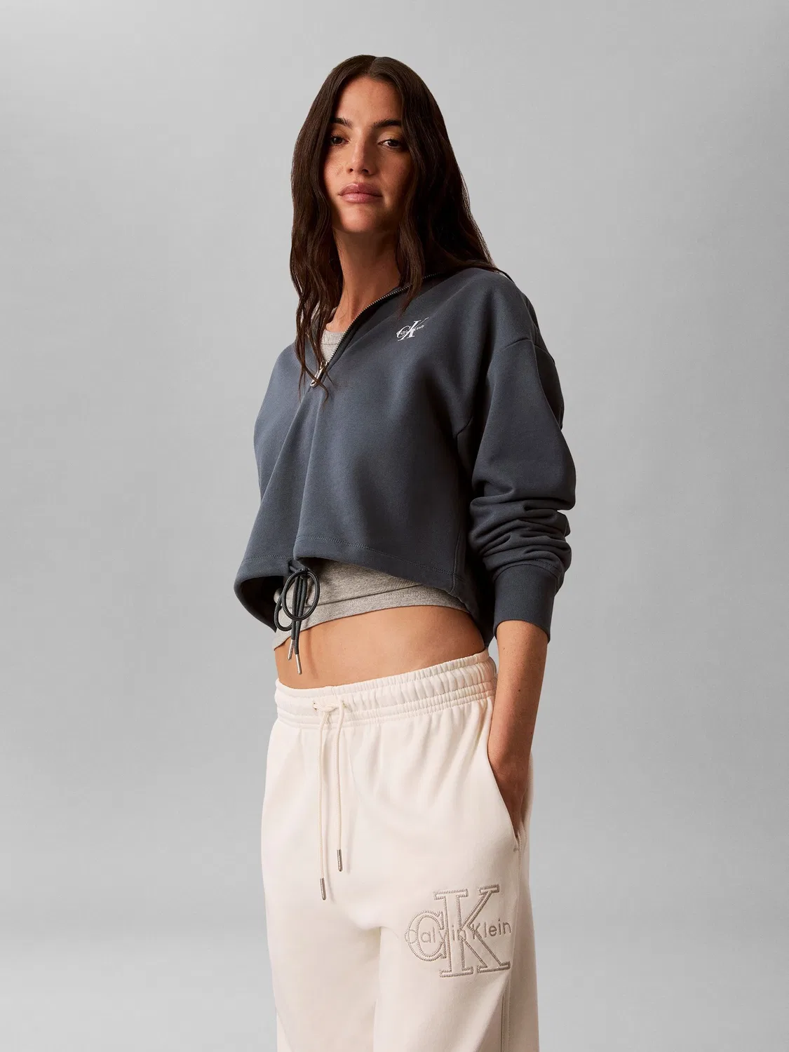 Худи Calvin Klein Monologo Oversized, синий — фото 3