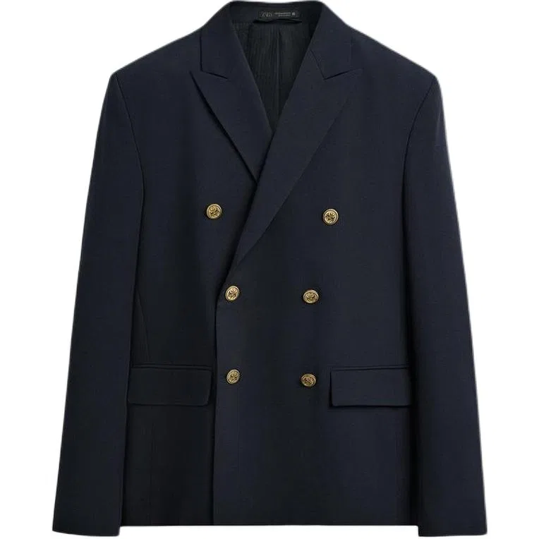 Мужской деловой костюм с воротником, Deep Sea Blue, ZARA