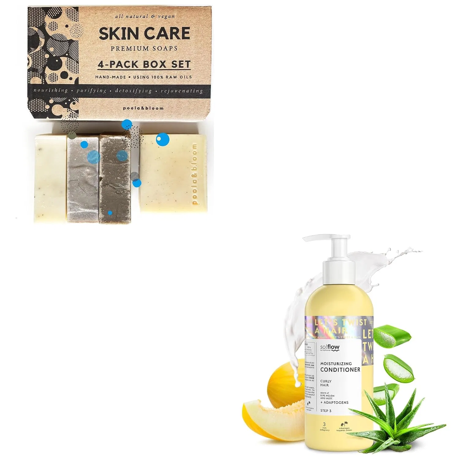 Набор для ухода за кожей и волосами, Poola & Bloom, Peeling Seife и Conditioner
