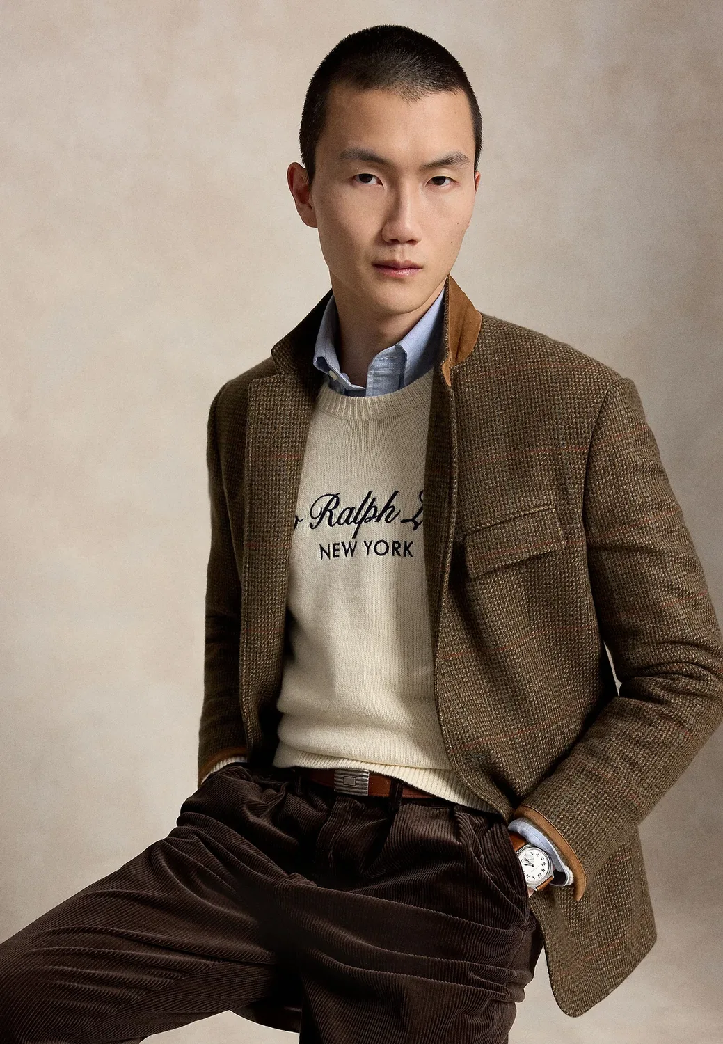 Свитер-Джемпер свободного кроя из шерсти и хлопка Polo Ralph Lauren, Andover Cream — фото 4